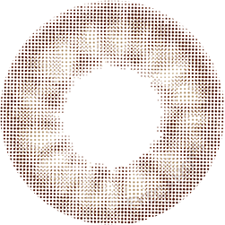Graphic design of Lilmoon 1-Day Smokey Beige (10pk) circle contact lens packaging with dot pattern and detailed limbal ring, designed to enlarge the eyes