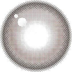 Design of the Chuu Milk & Tea Cream Grey prescription color contact lens dailies from Eyecandys on a white background, showing the fine pixel detail and enlarging limbal ring.