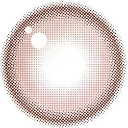 Design of the Chuu Milk & Tea Cream Pink prescription color contact lens dailies from Eyecandys on a white background, showing the fine pixel detail and enlarging limbal ring.