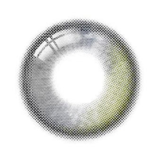 Design of the i-Sha Polaris Ursa Olive Green coloured contact lens from Eyecandys on a white background, showing the pixel dotted detail and limbal ring.