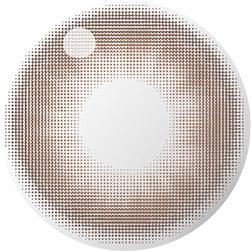 Design of the Gemhour Selene Hazel prescription color contact lens dailies from Eyecandys on a white background, showing the fine pixel detail and enlarging limbal ring.