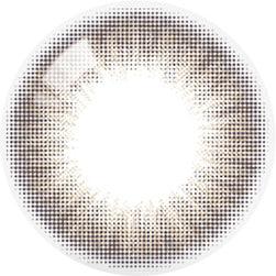 Design of the Olola Swany Pure Choco (KR) colored prescription contact lenses from Eyecandys on a white background, showing detailed dotted patterns designed to enhance the iris.