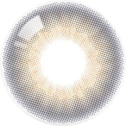 Design of the Olola Torrid Love Beige (KR) colored prescription contact lenses from Eyecandys on a white background, showing detailed dotted patterns designed to enhance the iris.