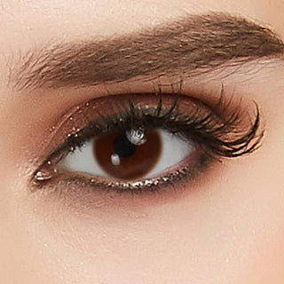 close up eye with brown natural eye color