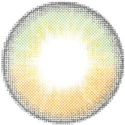 Design of the i-Sha Arendelle Brown coloured contact lens from Eyecandys on a white background, showing the pixel dotted detail and limbal ring.