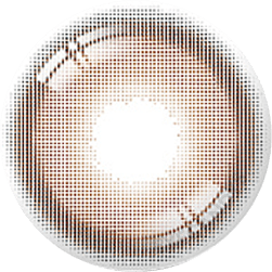 Design of the i-Sha Ariel 1-Day Brown (10pk) coloured contact lens from Eyecandys on a white background, showing the pixel dotted detail and limbal ring.