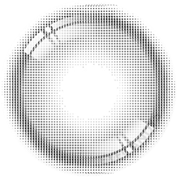 Design of the i-Sha Ariel Grey coloured contact lens from Eyecandys on a white background, showing the pixel dotted detail and limbal ring.
