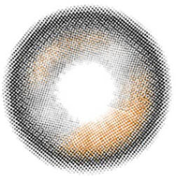 Design of the i-Sha Oriana Edge Plus 1-Day Shade Grey (10pk) coloured contact lens from Eyecandys on a white background, showing the pixel dotted detail and limbal ring.