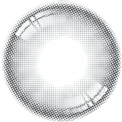 Design of the i-Sha Serenity Grey coloured contact lens from Eyecandys on a white background, showing the pixel dotted detail and limbal ring.
