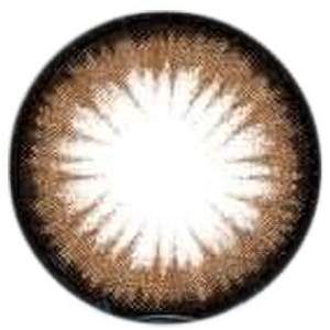Design of the  Bambi Almond Brown coloured contact lens from Eyecandys on a white background, showing the pixel detail.