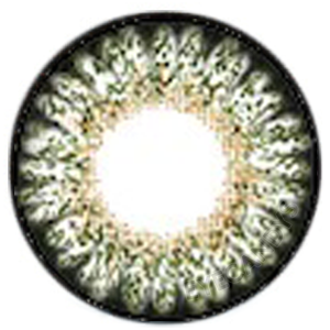 Design of the  Bambi Green coloured contact lens from Eyecandys on a white background, showing the pixel detail