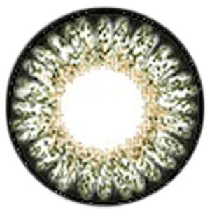 Design of the  Bambi Green coloured contact lens from Eyecandys on a white background, showing the pixel detail