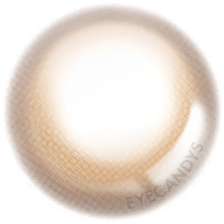 Graphic design of LensMe LilMoon Skin Brown circle contact lens packaging with dot pattern and detailed limbal ring, designed to enlarge the eyes