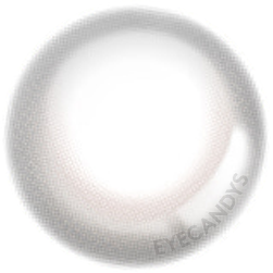 Graphic design of LensMe LilMoon Skin Grey circle contact lens packaging with dot pattern and detailed limbal ring, designed to enlarge the eyes