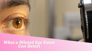 Close-up of an eye being examined during a comprehensive dilated eye exam at an optometrist's office