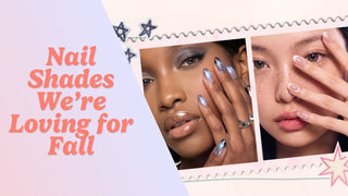 Fall press-on nails in burgundy, chocolate, olive, plum, and navy on a cream knit