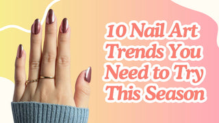Metallic rose gold almond nails beside text reading 10 Nail Art Trends You Need to Try This Season.