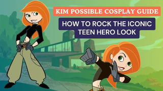 Kim Possible cosplay guide banner showing Kim in her black crop top and cargo pants.
