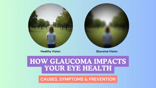 Side-by-side circles comparing healthy vision to how glaucoma affects vision with blurred, darkened peripheral edges.
