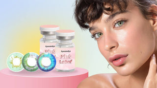 Different coloured contact lenses in their cases.