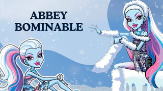 Abbey Bominable from Monster High with white hair, blue skin, and winter-themed outfit