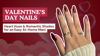 Hand with shimmering oval chrome nails showcasing an iridescent nail color for valentine's day.