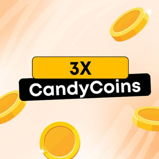 EyeCandys candy coins placed on a background of gold coins, creating a luxurious and eye-catching display