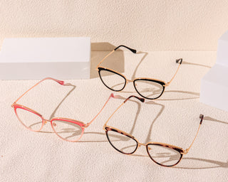 EyeCandys Shelly prescription reading glasses featuring a stylish, modern design for clear vision. Perfect for reading, these high-quality, durable glasses are available in various prescription strengths. Ideal for those looking for fashionable and functional eyewear, offering comfort and clarity for daily use