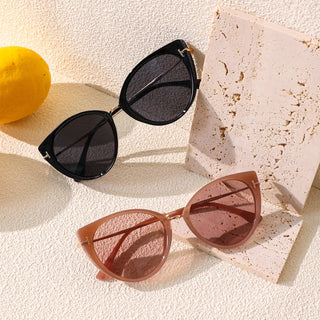 Cyprus Cat Eye Sunglasses  by Eyecandys in Black Gold and in Pink Tea color