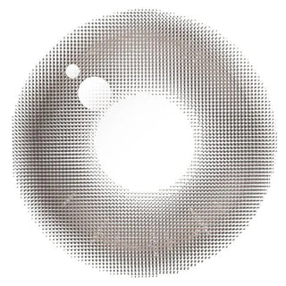 Design of the Chuu Aube Pie Moon Beige (10pk) prescription color contact lens dailies from Eyecandys on a white background, showing the fine pixel detail and enlarging limbal ring.