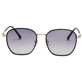 the Azores Oversized Square Sunglasses frames, in Black Gold Gradient, available in blue light blocking lenses and readers, photographed on a white background, from EyeCandys