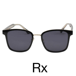 Bon Black Gold sunglasses from EyeCandys on a white background, featuring a sophisticated design with black and gold accents perfect for a modern, elegant style. Letter Rx on the bottom