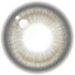 Design of the Chuu Lily Daze Sun Brown prescription color contact lens dailies from Eyecandys on a white background, showing the fine pixel detail and enlarging limbal ring.