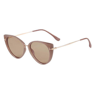 side view of EyeCandys Cyprus Cat Eye Sunglasses. Stylish cat eye sunglasses in Pink Tea color