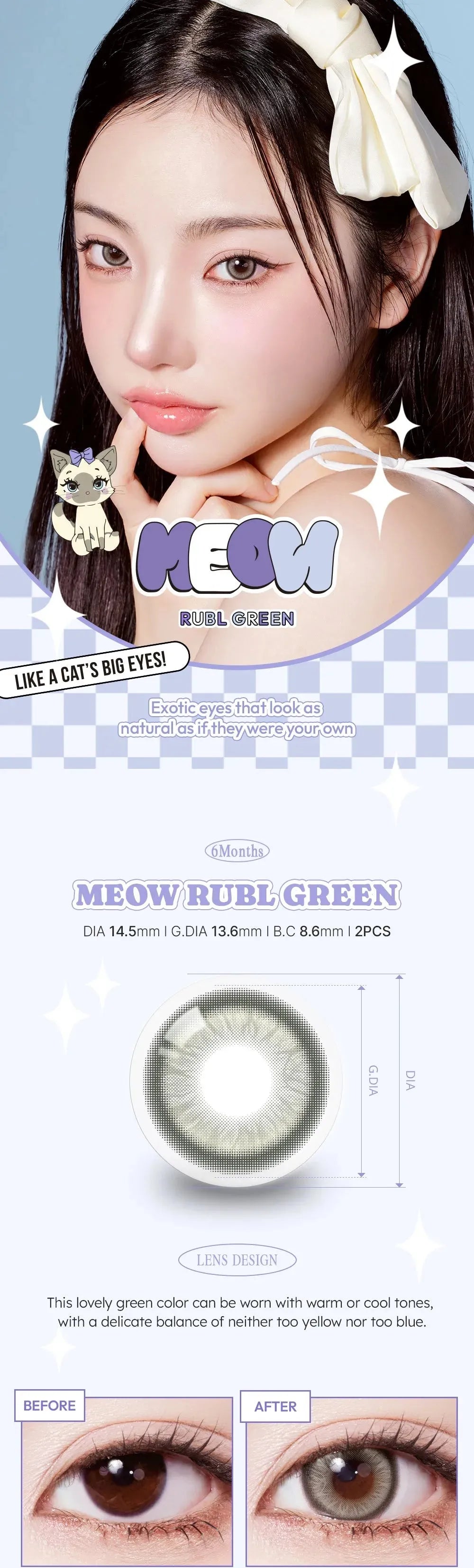 Olola Meow Vivid Rubl Green Colour Contact Lens Prescription