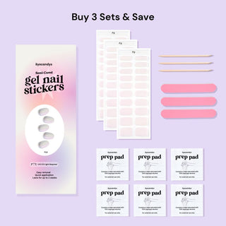 EyeCandys Fiji Gel Nail Sticker set includes alcohol prep pads, a wooden stick, and a nail file for easy application. This all-in-one kit ensures a smooth, long-lasting manicure with minimal effort. Perfect for at-home use, these gel nail stickers offer a chip-free finish and come with essential tools for flawless results.