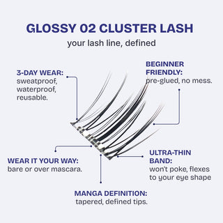 Hasom First Touch pestañas en clusters - Glossy 02