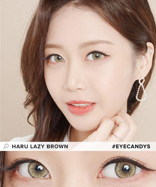 EyeCandys Pink Label Monthly Haru Lazy Brown Color Contact Lens for Dark Eyes - Eyecandys