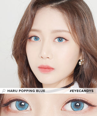 EyeCandys Pink Label Monthly Haru Popping Blue Color Contact Lens for Dark Eyes - Eyecandys