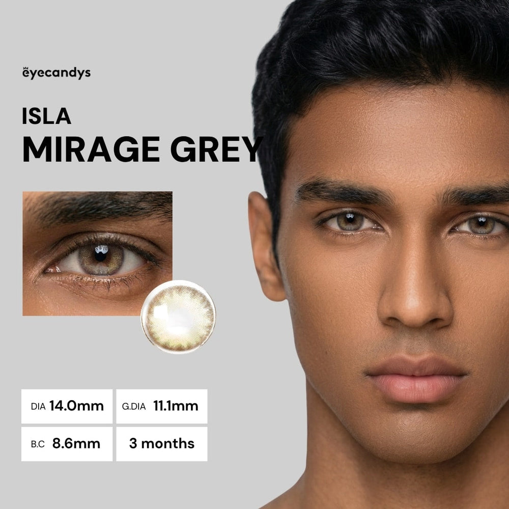 EyeCandys Isla Mirage Grey Color Contact Lens for Dark Eyes - WITH POWER