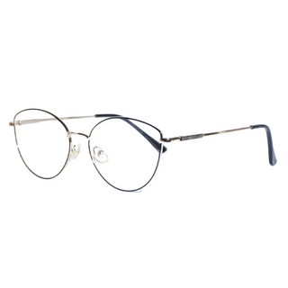 The EyeCandys Madame Cat Eye features stylish, lightweight metal frames with clear lenses, black temple tips, and adjustable nose pads, shown on a white background.