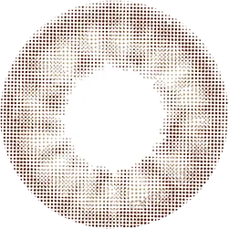 Graphic design of Lilmoon 1-Day Smokey Beige (10pk) circle contact lens packaging with dot pattern and detailed limbal ring, designed to enlarge the eyes