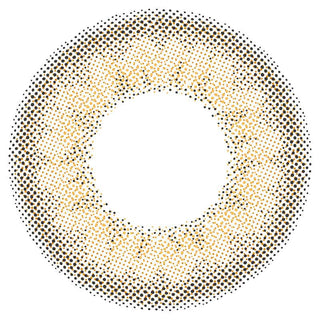 Graphic design of Lilmoon Monthly Skin Beige (Non Prescription) circle contact lens packaging with dot pattern and detailed limbal ring, designed to enlarge the eyes