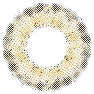Graphic design of Lilmoon Monthly Skin Beige (Prescription) circle contact lens packaging with dot pattern and detailed limbal ring, designed to enlarge the eyes