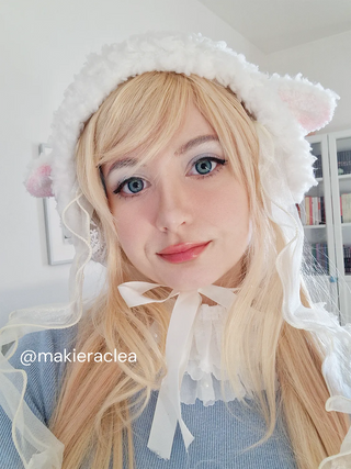 Model Makie Wearing EyeCandys Isla Blue Grotto Prescription Contact Lenses – Vibrant Blue Contacts for Vision Correction, Natural Eye Enhancement, and Comfortable All-Day Wear