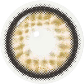 The i-Sha Dekame Love Me Cashewnut Brown contact lens by i-Sha features a gradient dot pattern, clear center, and subtle limbal ring, shown against a white background.