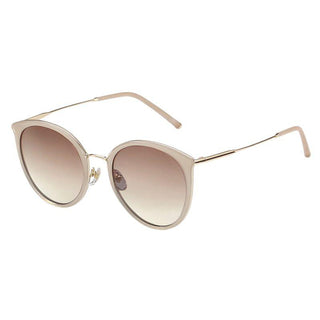 side view of Monaco Round Sunglasses in Milky Quartz. cat-eye vintage eyeglass frame, available in blue light blocking lenses and readers, photographed on a white background, from EyeCandys