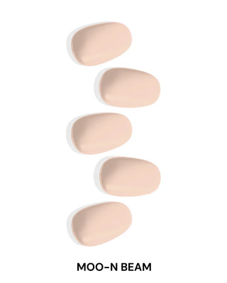 Eyecandys Moo-n Beam Gel Nail Sticker in cream color – minimalist neutral nail design, 10-minute salon-quality manicure, long-lasting 2-3 weeks, 7-free allergy-friendly formula, no UV lamp needed.
