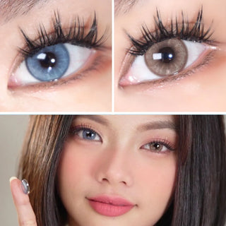 Limited Edition MooMoo Costume Set with EyeCandys Doe Blue & Golden Brown lenses, cat ears, and lace choker. Only 200 sets available.