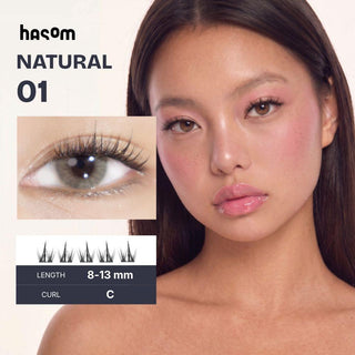 Hasom First Touch pestañas en clusters - Natural 01